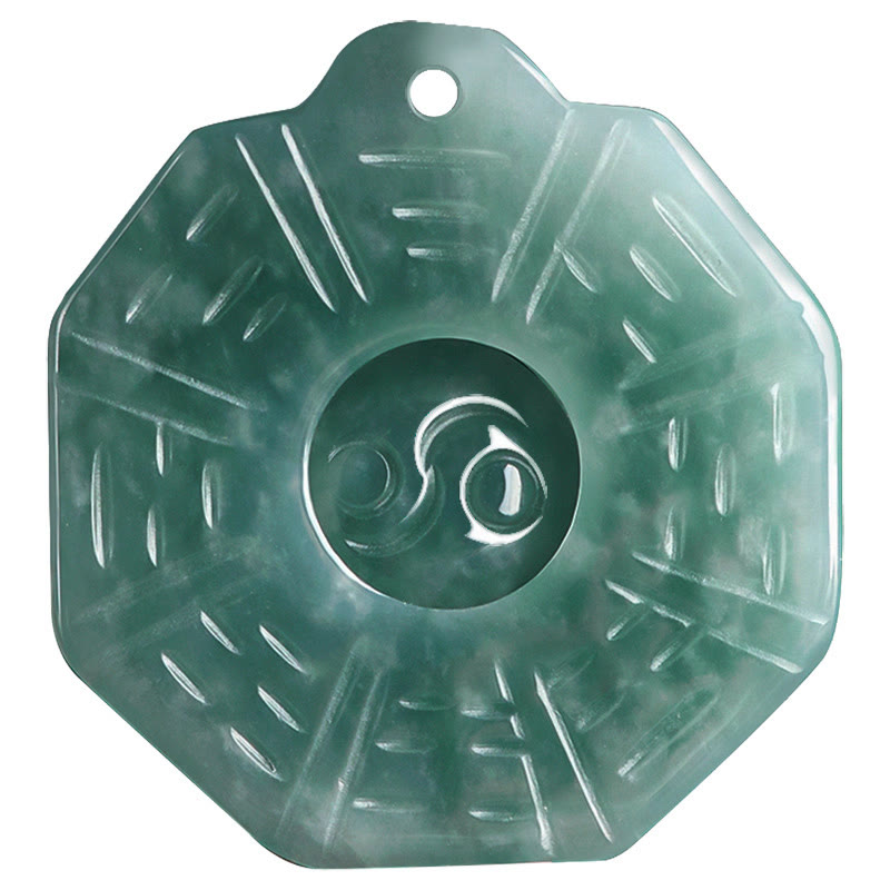 Stone of buddha Natural Jade FengShui Bagua Yin Yang Prosperity Necklace Pendant