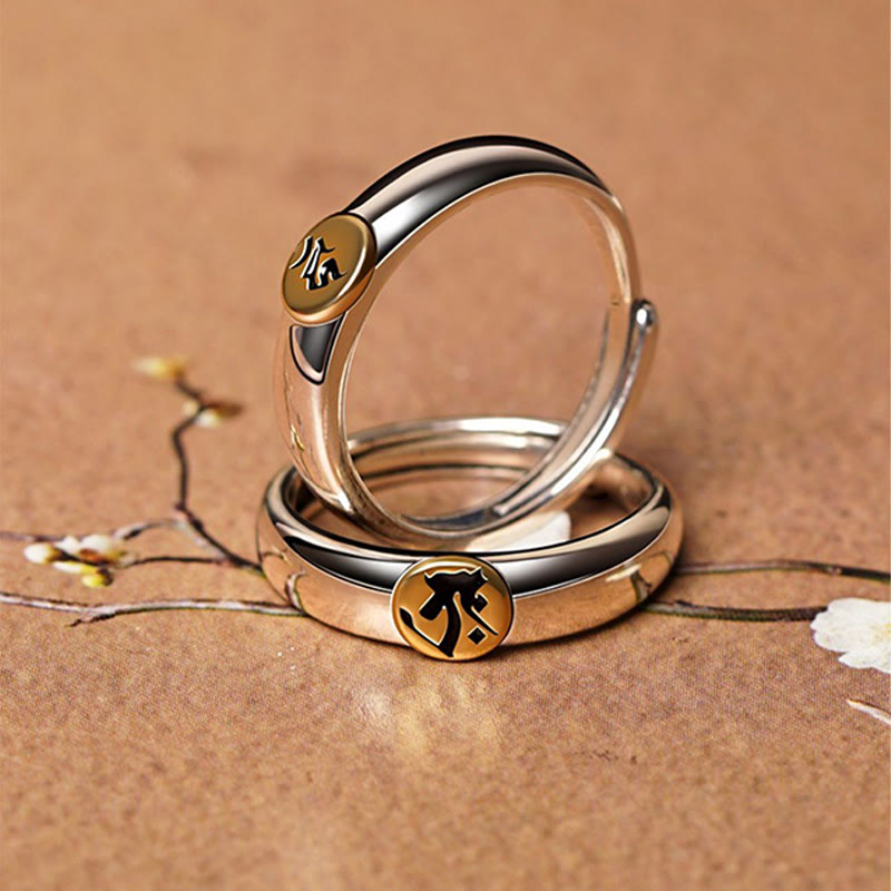 Stone of buddha Tibetan Om Mani Padme Hum Carved Chinese Zodiac Natal Buddha Peace Ring