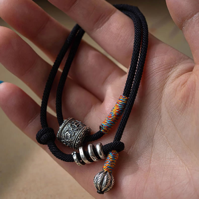Stone of buddha Tibetan Om Mani Padme Hum Carved Amulet Double Wrap Bracelet