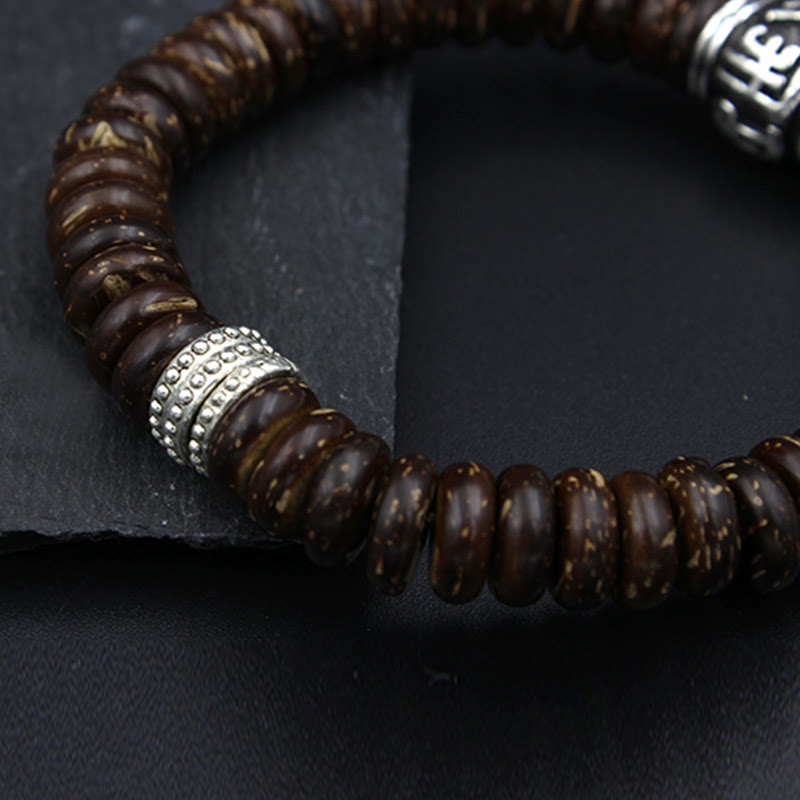 Stone of buddha Natural Tibetan Coconut Shell Om Mani Padme Hum Positive Bracelet