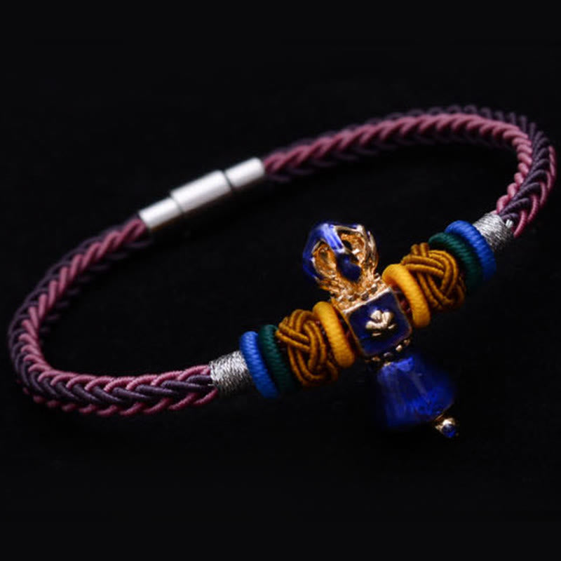 Stone of buddha Tibetan Handmade Dorje Vajra Strength Eight Threads String Bracelet