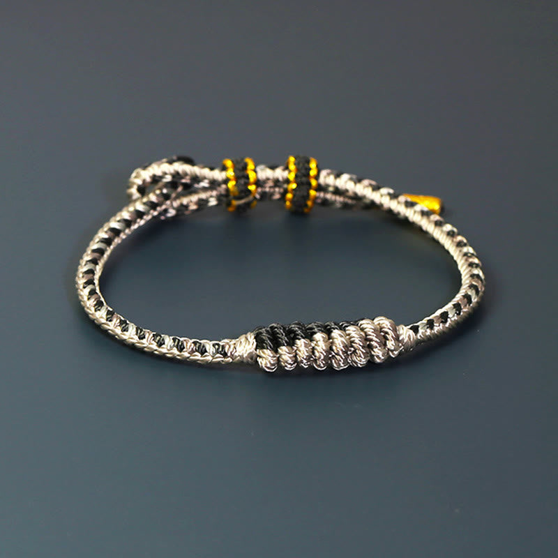 Stone of buddha Tibetan Handmade Eight Thread Peace Knot Prayer Wheel Braided Protection Bracelet