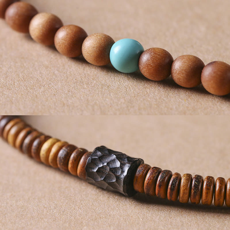 Stone of buddha Sandalwood Small Leaf Red Sandalwood Thuja Sutchuenensis Boxwood Turquoise Protection Double Wrap Bracelet