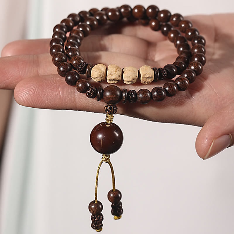 Stone of buddha Sandalwood Small Leaf Red Sandalwood Bodhi Seed Purification Double Wrap Bracelet