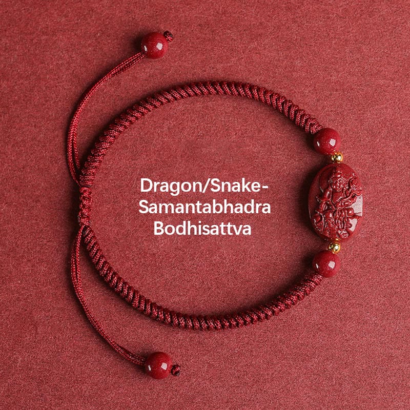 Stone of buddha Chinese Zodiac Natal Buddha Cinnabar Keep Away Evil Spirits Rope Bracelet