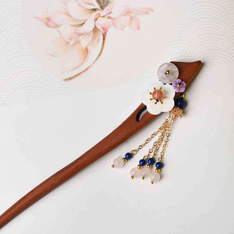 Stone of buddha Red Sandalwood Pink Crystal Charm Healing Hairpin Decorations