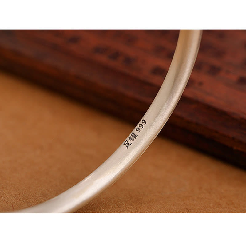 Stone of buddha Vintage 999 Sterling Silver Auspicious Clouds Design Luck Bracelet Bangle