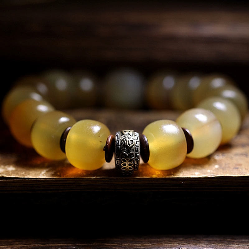 Stone of buddha Handmade Tibetan Sheep Horn Om Mani Padme Hum Auspiciousness Bracelet