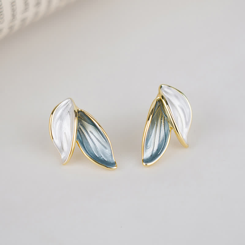 Stone of buddha Leaf Design Luck Stud Earrings