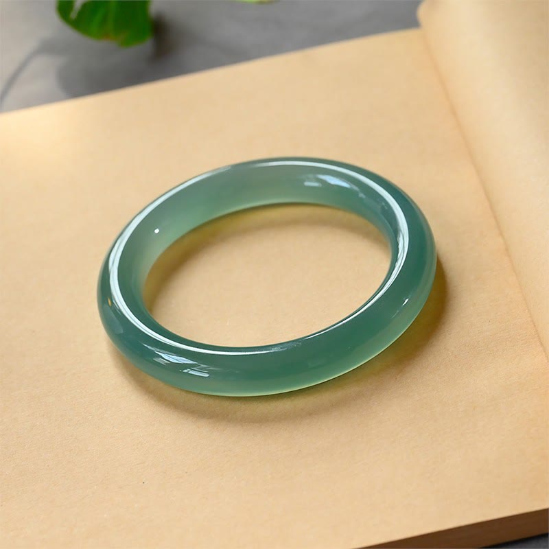 Stone of buddha Natural Green Chalcedony Strength Bangle Bracelet