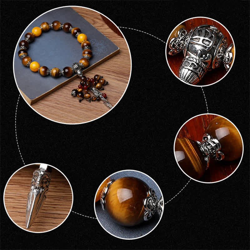 Stone of buddha Natural Tiger Eye Red Agate Dragon Vein Agate Stone Vajra Dorje Power Healing Bracelet Car Decoration