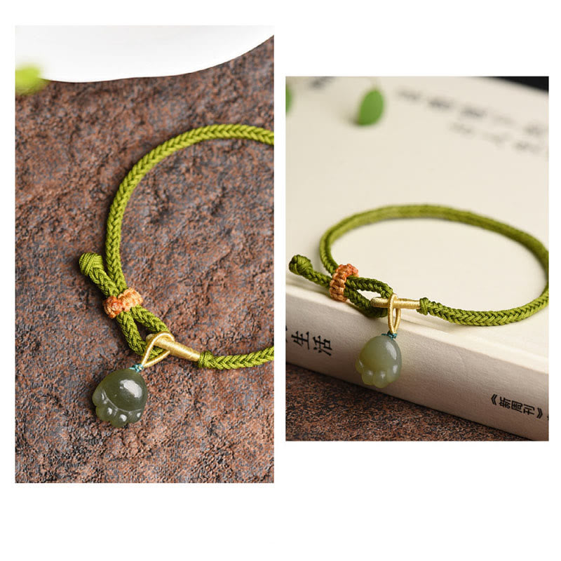 Stone of buddha Jade Cat Paw Pattern Luck Abundance Bracelet