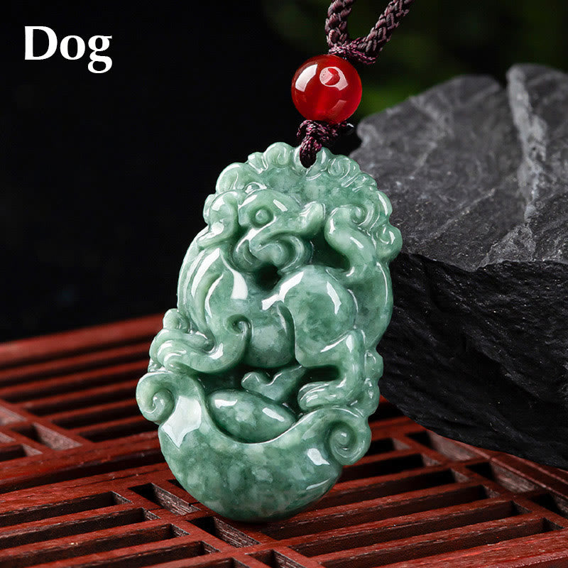 Stone of buddha Natural Jade 12 Chinese Zodiac Prosperity Necklace Pendant