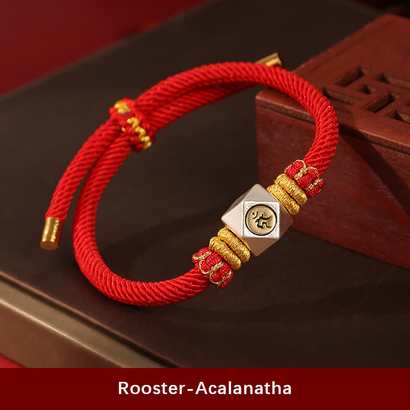 Stone of buddha 999 Sterling Silver Chinese Zodiac Natal Buddha Red Rope Luck Strength Handcrafted Kids Bracelet