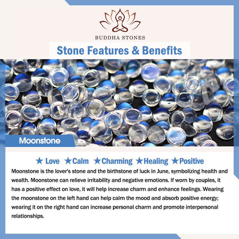 Stone of buddha Natural Moonstone Flower Chram Healing Beads Bracelet