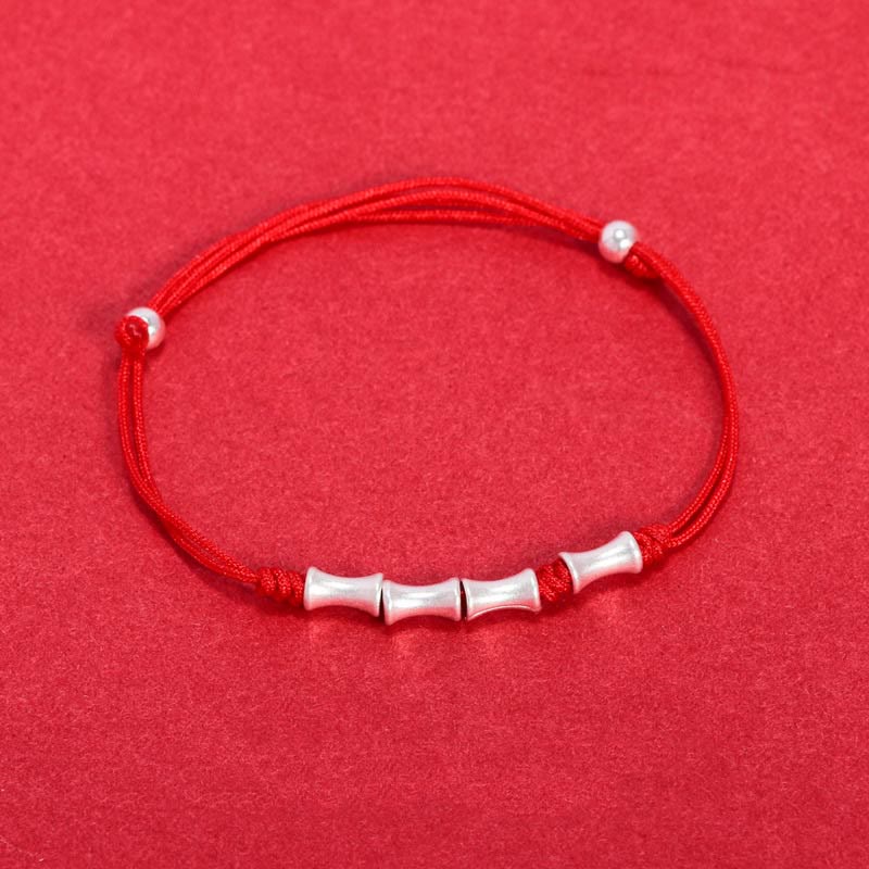 Stone of buddha 925 Sterling Silver Bamboo Design Protection Luck Braided Bracelet
