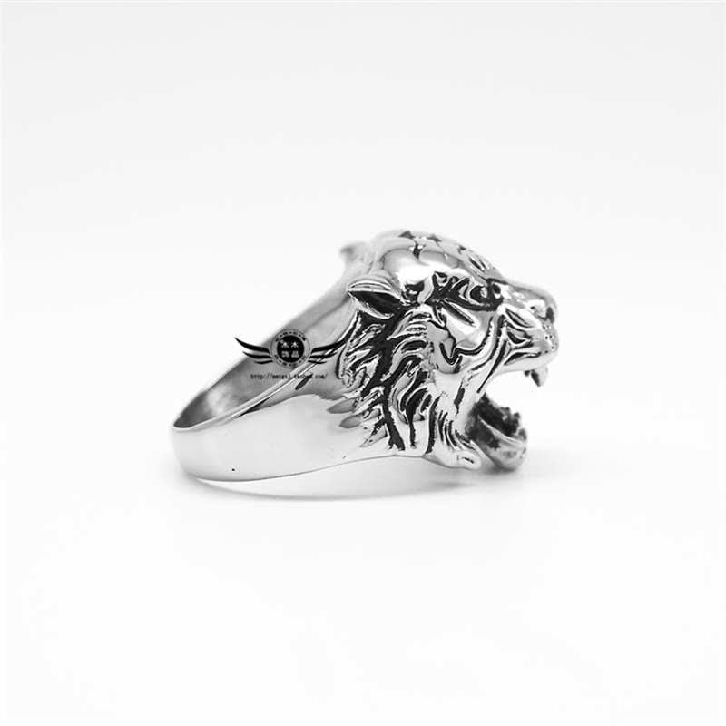 Stone of buddha Men's Animal Tiger Head Titanium Steel Balance Calm Punk Rock Biker Ring