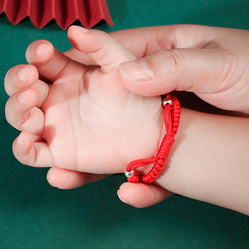 Stone of buddha 999 Sterling Silver Chinese Zodiac Red Rope Luck Handcrafted Kids Bracelet