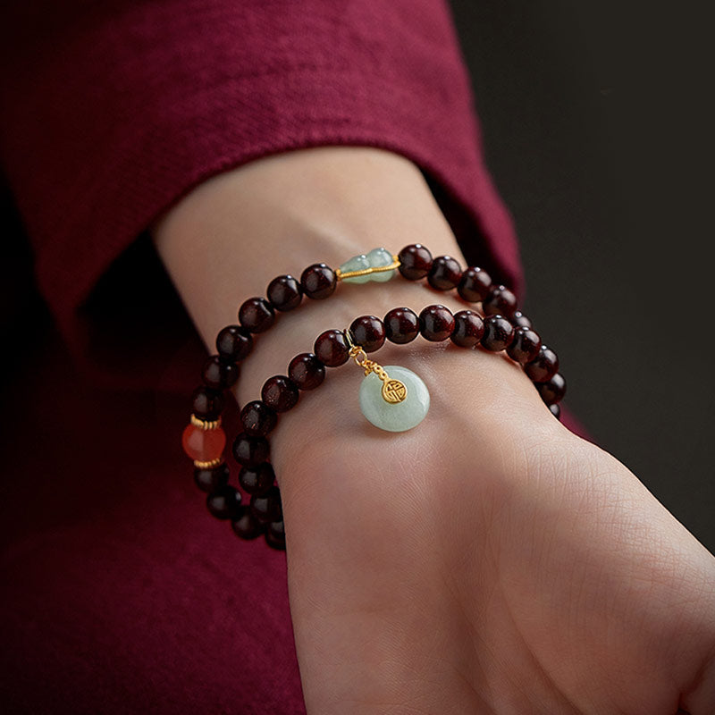 Stone of buddha Chinese Zodiac Natal Buddha Small Leaf Red Sandalwood Jade Red Agate PiXiu Sooth Bracelet