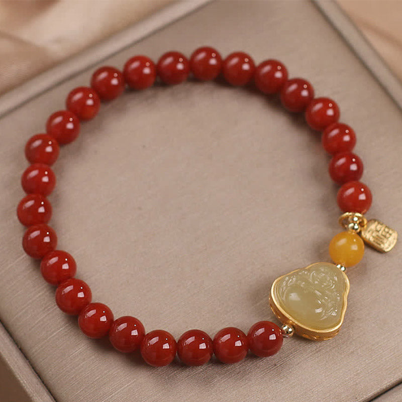 Stone of buddha Laughing Buddha Red Agate Jade Confidence Bracelet
