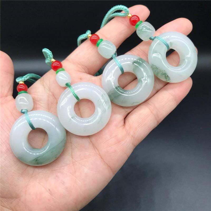 Stone of buddha Natural Jade Peace Buckle Prosperity Necklace Pendant