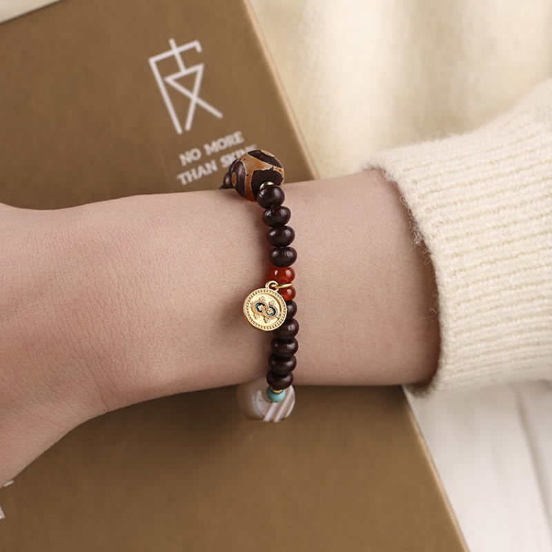 Stone of buddha Natural Tibet Purple Bodhi Seed Dzi Bead God of Wealth Wisdom Bracelet