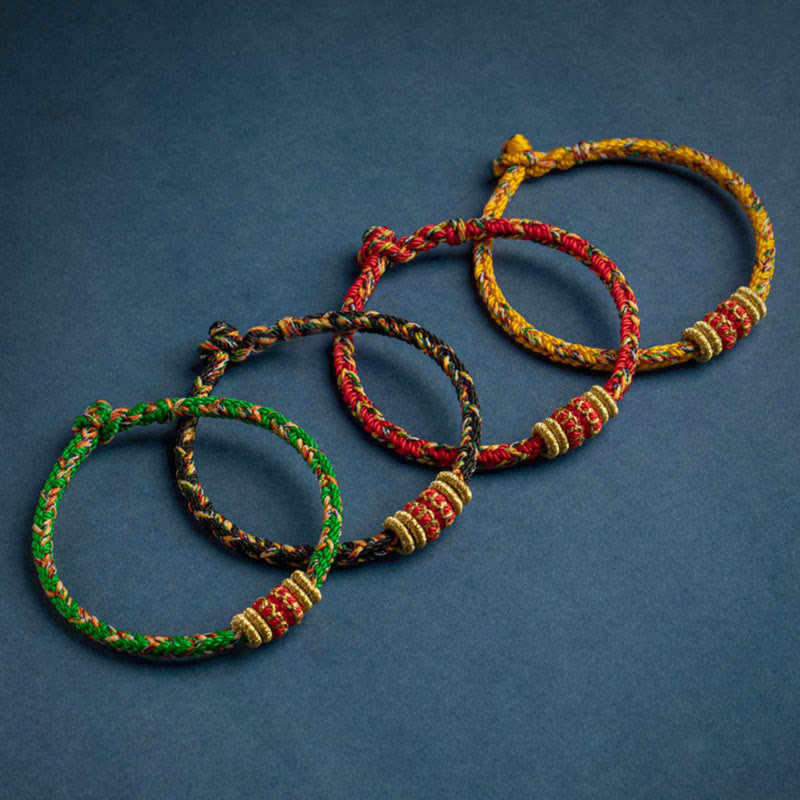 Stone of buddha Tibet Handmade Chinese Zodiac Natal Buddha Luck Strength Braided String Bracelet