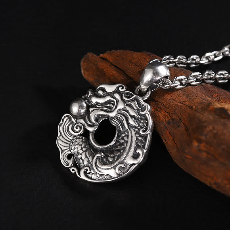 Stone of buddha Koi Fish Dragon Peace Buckle Wealth Necklace Pendant