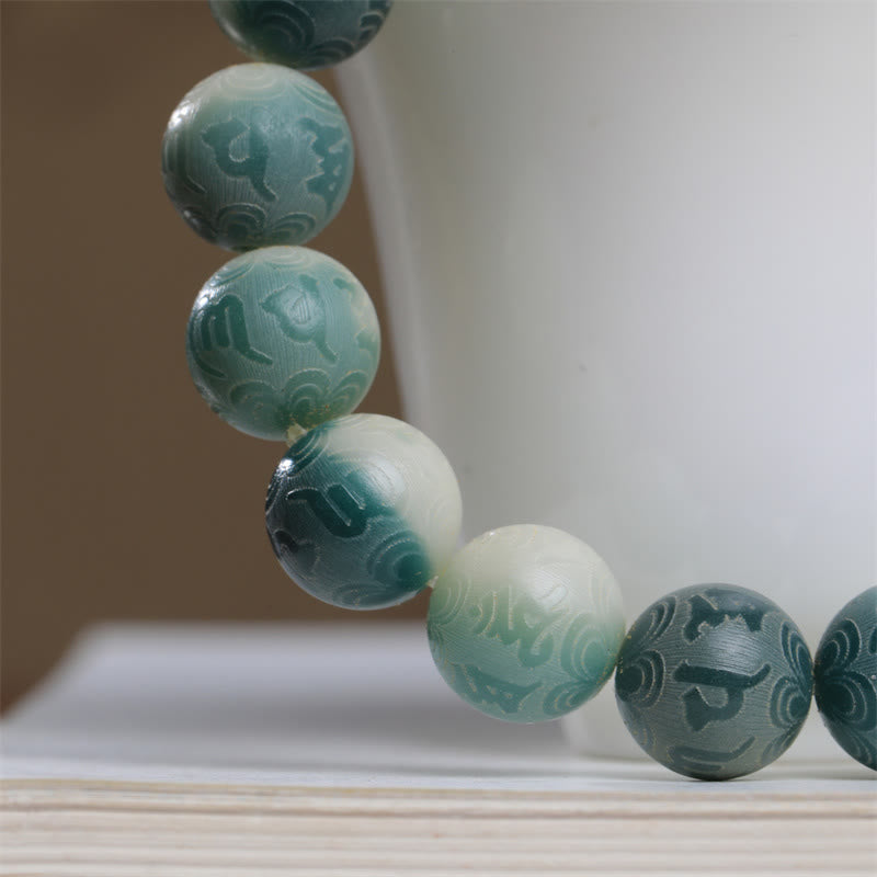Stone of buddha Bodhi Seed Om Mani Padme Hum Engraved Keep Away Evil Spirits Bracelet