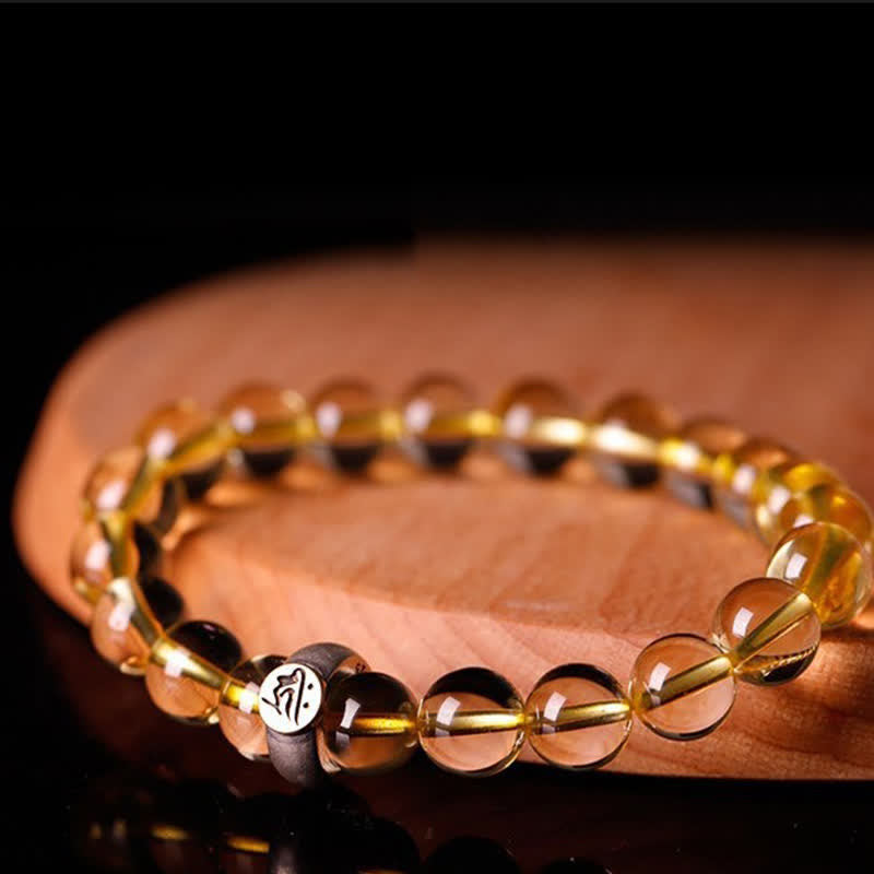Stone of buddha 925 Sterling Silver Chinese Zodiac Natal Buddha Citrine Protection Bracelet