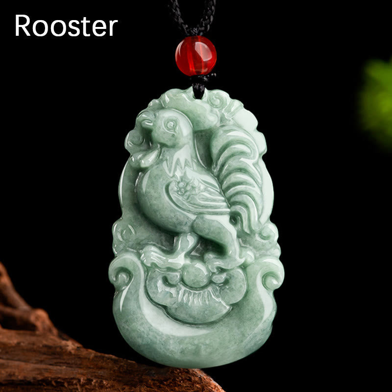 Stone of buddha Natural Green Jade 12 Chinese Zodiac Luck Prosperity Necklace Pendant