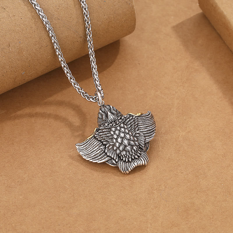 Stone of buddha Tibet Garuda Bird Copper Protection Necklace Pendant
