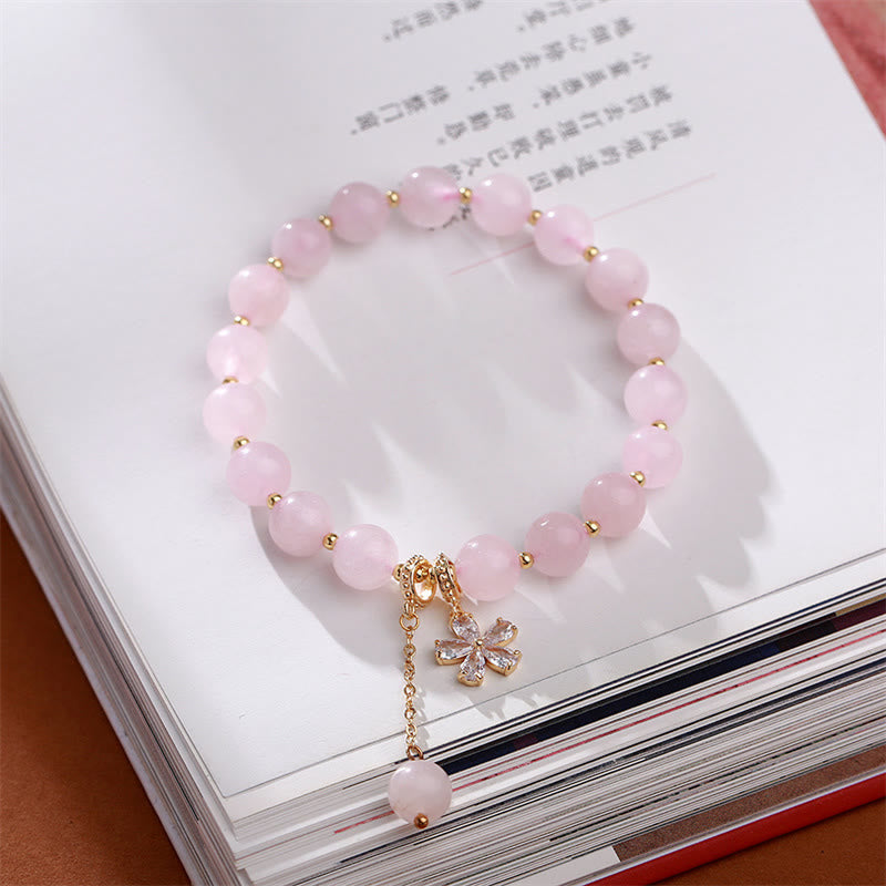 Stone of buddha Natural Pink Crystal Plum Blossom Love Bracelet