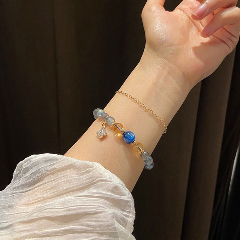 Stone of buddha Natural Moonstone Flower Chram Healing Beads Bracelet