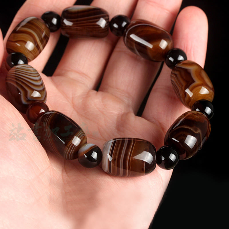 Stone of buddha Natural Sardonyx Courage Happiness Bracelet