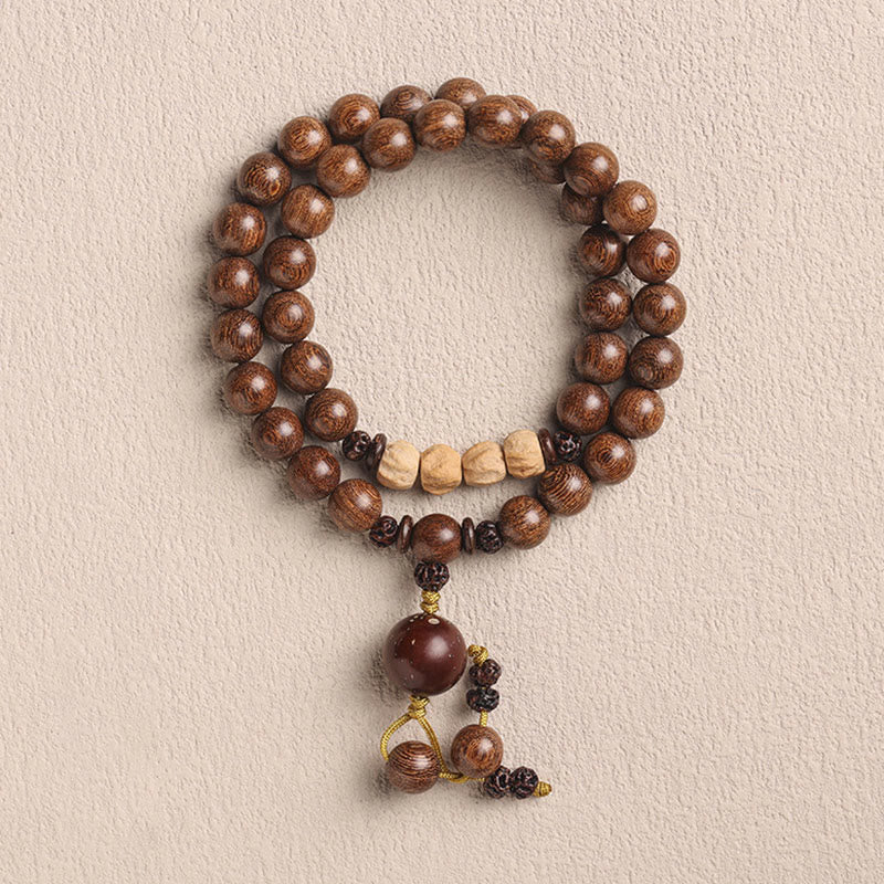 Stone of buddha Sandalwood Small Leaf Red Sandalwood Bodhi Seed Purification Double Wrap Bracelet