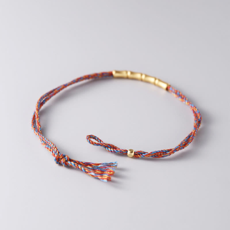 Stone of buddha 925 Sterling Silver Bamboo Design Luck Handcrafted Multicolored Braided Bracelet