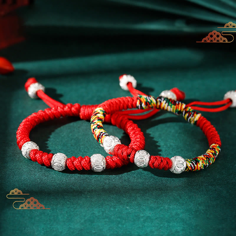 Stone of buddha 925 Sterling Silver King Kong Knot Multicolored Red String Strength Handmade Braided Kids Child Bracelet