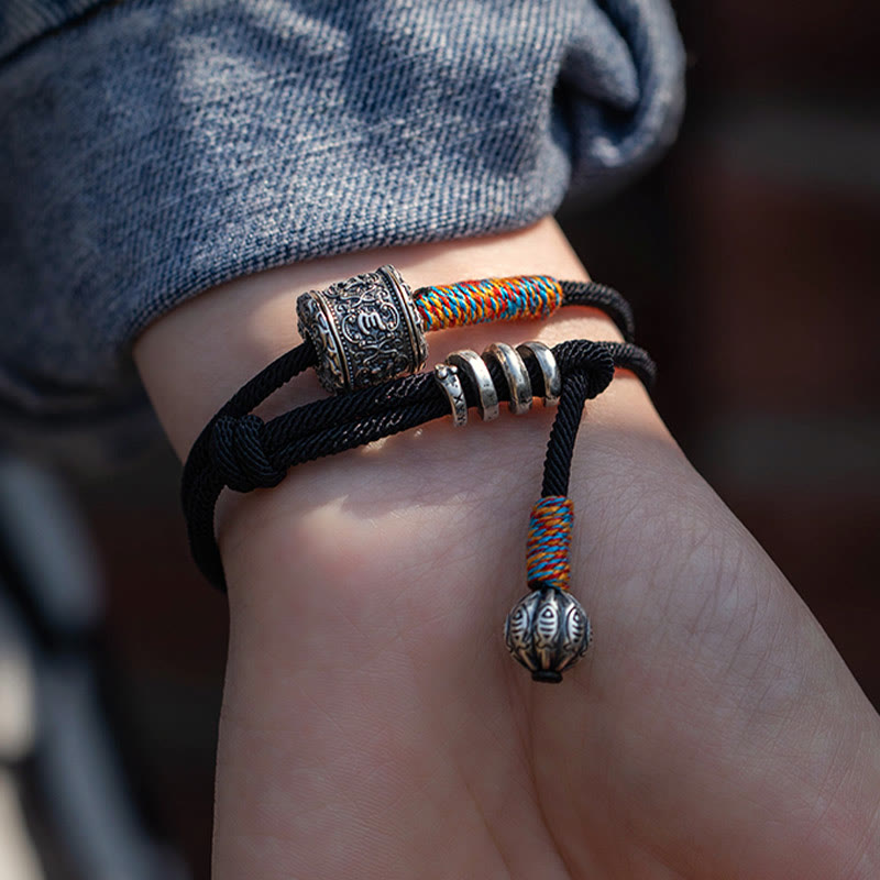Stone of buddha Tibetan Om Mani Padme Hum Carved Amulet Double Wrap Bracelet