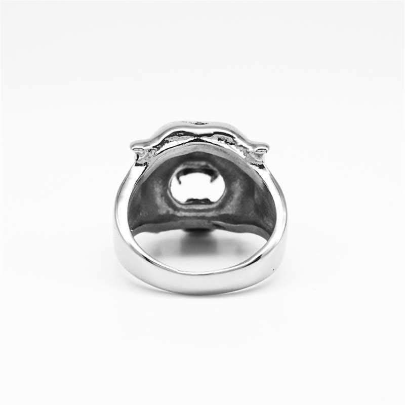 Stone of buddha Men's Animal Tiger Head Titanium Steel Balance Calm Punk Rock Biker Ring