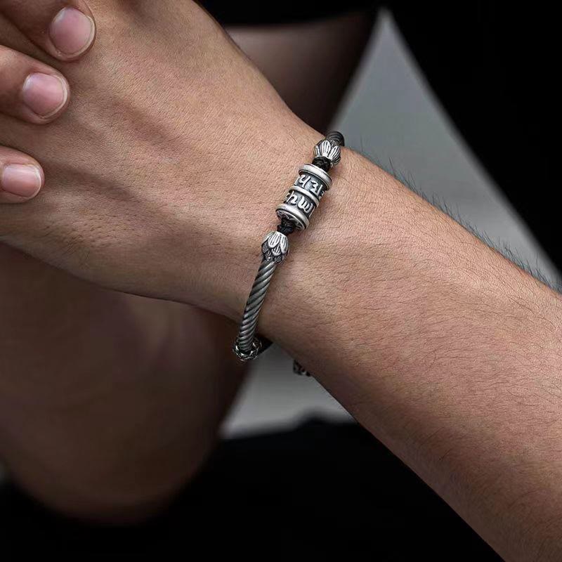 Stone of buddha Om Mani Padme Hum Lotus Peace Braided Bracelet