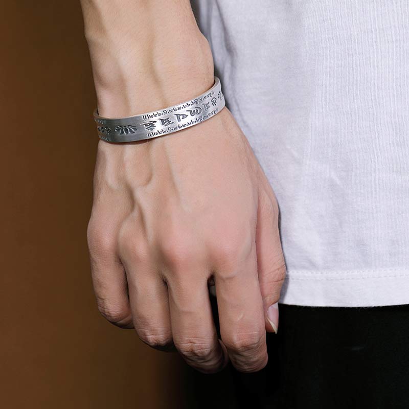 Stone of buddha 999 Sterling Silver Om Mani Padme Hum Lotus Wisdom Bracelet Bangle