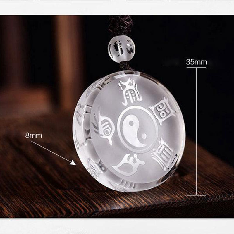 Stone of buddha Taoism Five Sacred Mountains Yin Yang Symbol Liuli Crystal Balance Necklace Pendant Key Chain