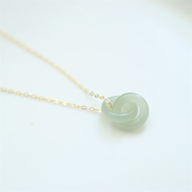 Stone of buddha 925 Sterling Silver Natural Double Peace Buckle Hetain Jade Luck Necklace Pendant