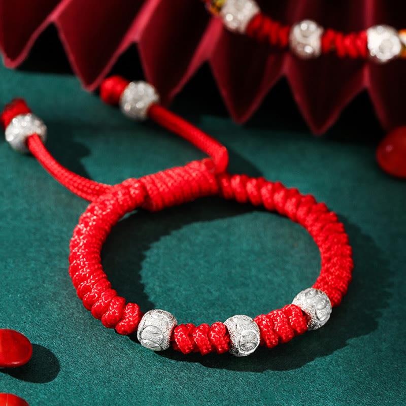 Stone of buddha 925 Sterling Silver King Kong Knot Multicolored Red String Strength Handmade Braided Kids Child Bracelet