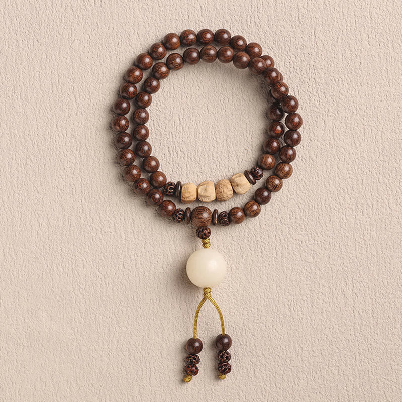 Stone of buddha Sandalwood Small Leaf Red Sandalwood Bodhi Seed Purification Double Wrap Bracelet
