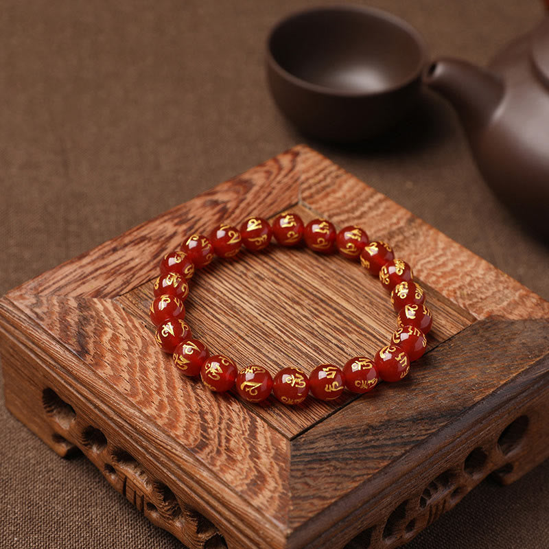 Stone of buddha Tibet White Crystal Black Onyx Om Mani Padme Hum Meditation Bracelet