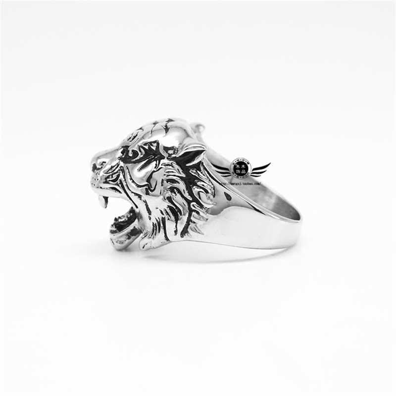 Stone of buddha Men's Animal Tiger Head Titanium Steel Balance Calm Punk Rock Biker Ring