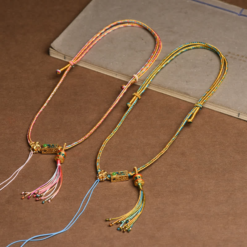 Stone of buddha Colorful String Copper Wealth Necklace Pendant