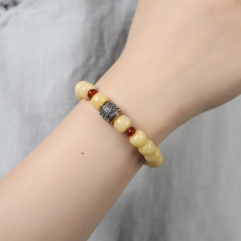 Stone of buddha Bodhi Seed Auspicious Cloud Fu Character Bead Peace Bracelet